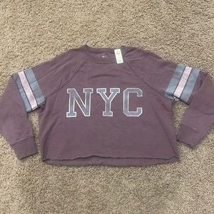 Aerie NYC oversized cropped sweatshirt - plum and aqua - size S - new with tags!
